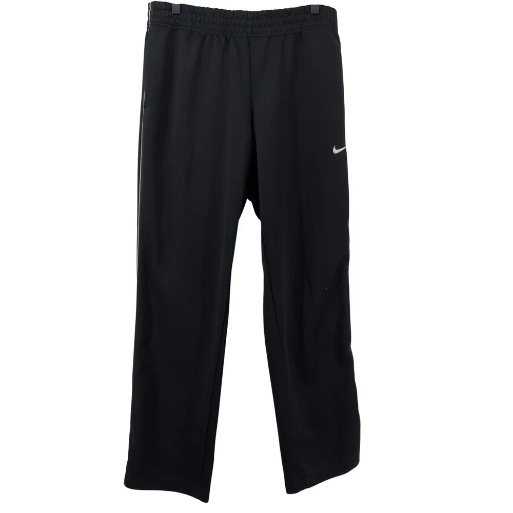 Nike Regular Fit Knit Track‎ Pants Black Men L Pockets Elastic Waist Sweatpant